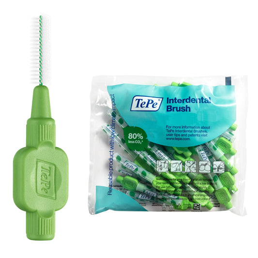 TePe pack 25 frontal mostrando embalaje y cantidad, conveniencia de uso