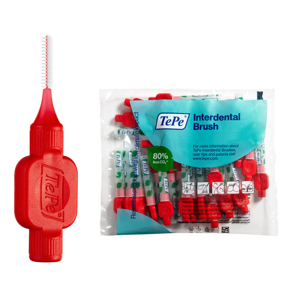 TePe pack frontal mostrando 25 cepillos, claridad y confianza en limpieza interdental