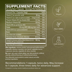 Terry Naturally etiqueta nutricional legible con vitaminas y minerales