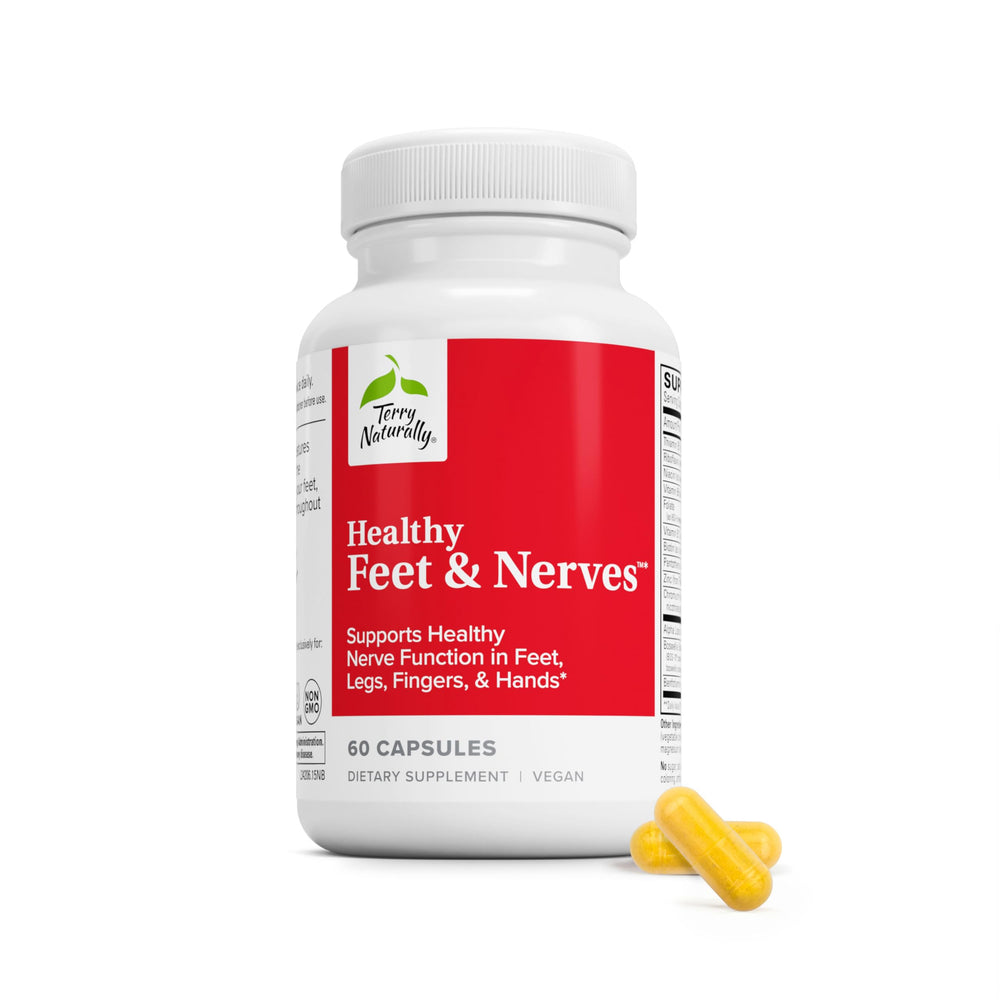 Terry Naturally frente del envase mostrando marca y beneficio de apoyo nervioso