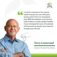 Terry Naturally primer plano de etiqueta nutricional para transparencia