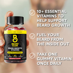 The Beard Club gomita en mano para comparar tamaño y facilitar la dosis