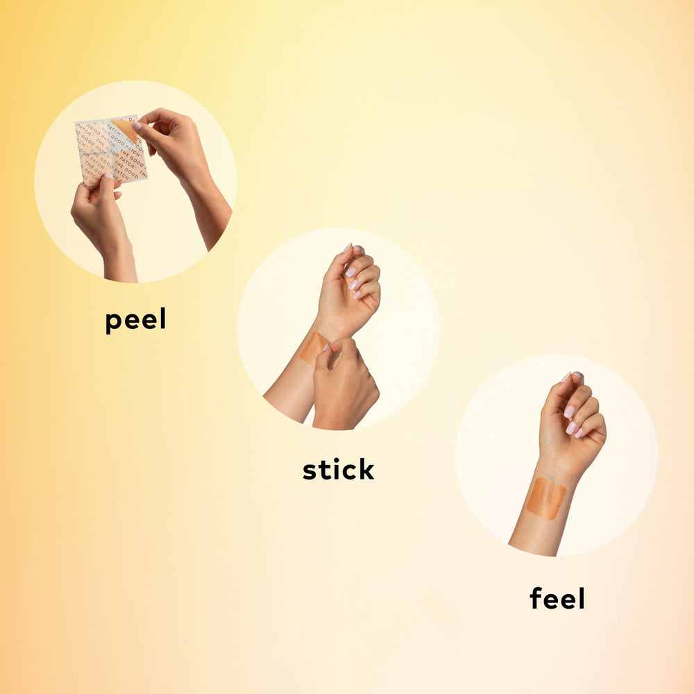 The Good Patch parche aplicado en brazo demostrando uso discreto y libre movimiento
