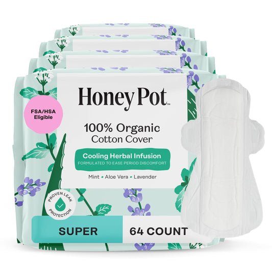 The Honey Pot Company toalla frontal mostrando empaque y diseño, protección confiable
