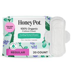 The Honey Pot empaque frontal mostrando toallas regulares y beneficios visibles