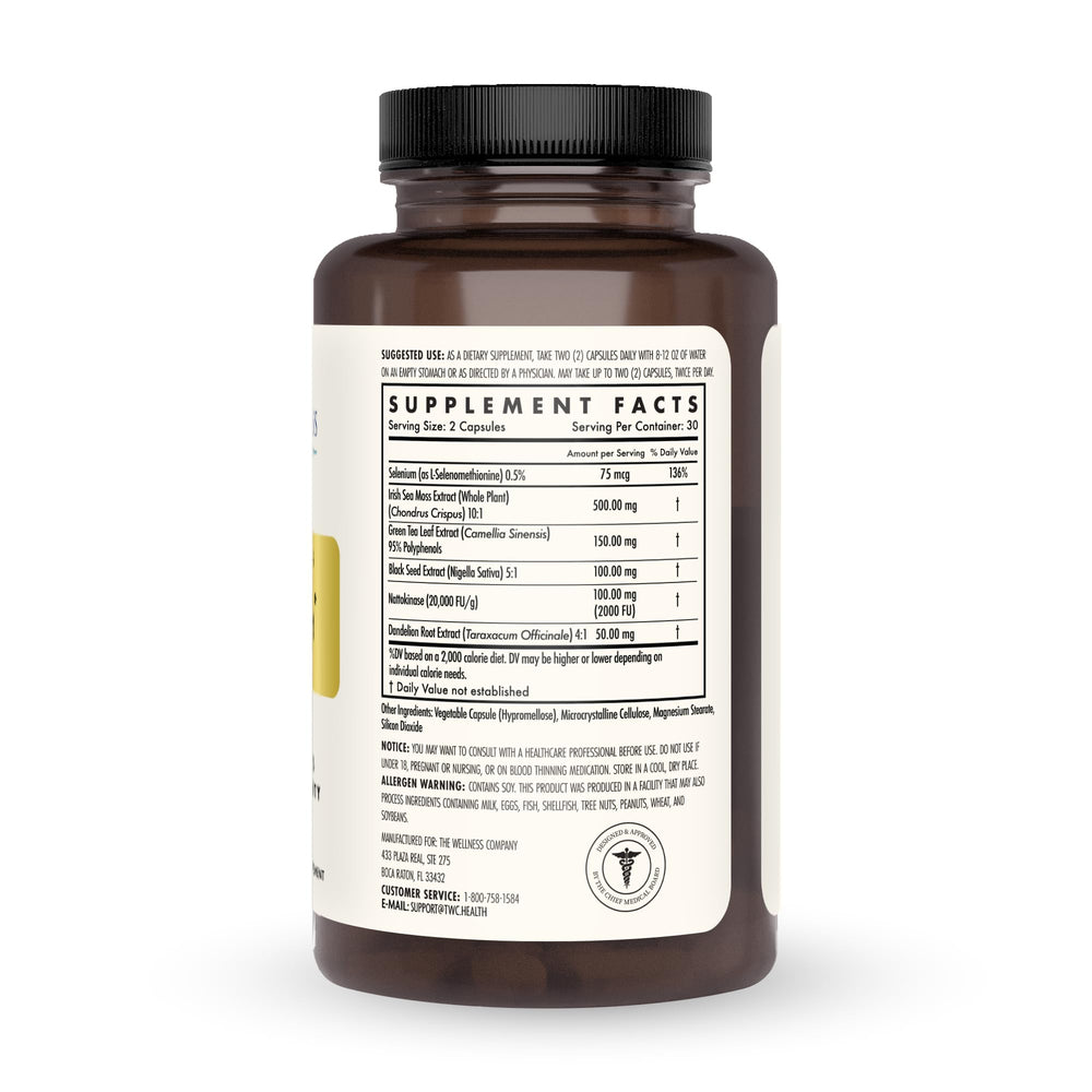 The Wellness Company primer plano de textura de nattokinasa para claridad