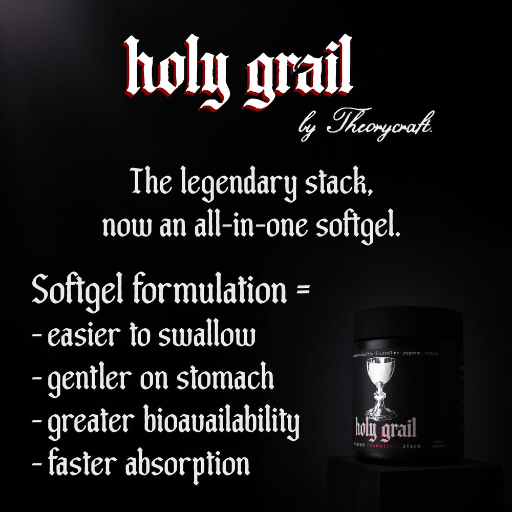 Theorycraft Holy Grail comparación de tamaño de cápsula para dosificación clara