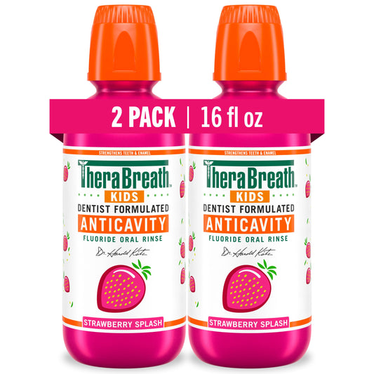 TheraBreath envase frontal fresa orgánica mostrando beneficio sabor agradable
