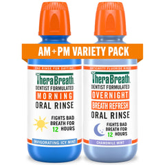 TheraBreath vista frontal del pack doble para frescura diurna y nocturna