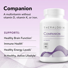 Etiqueta NSF certificada de Theralogix Companion, destacando pureza y confianza.