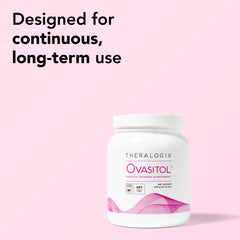 90-day supply label on Theralogix Ovasitol canister for long-term use.