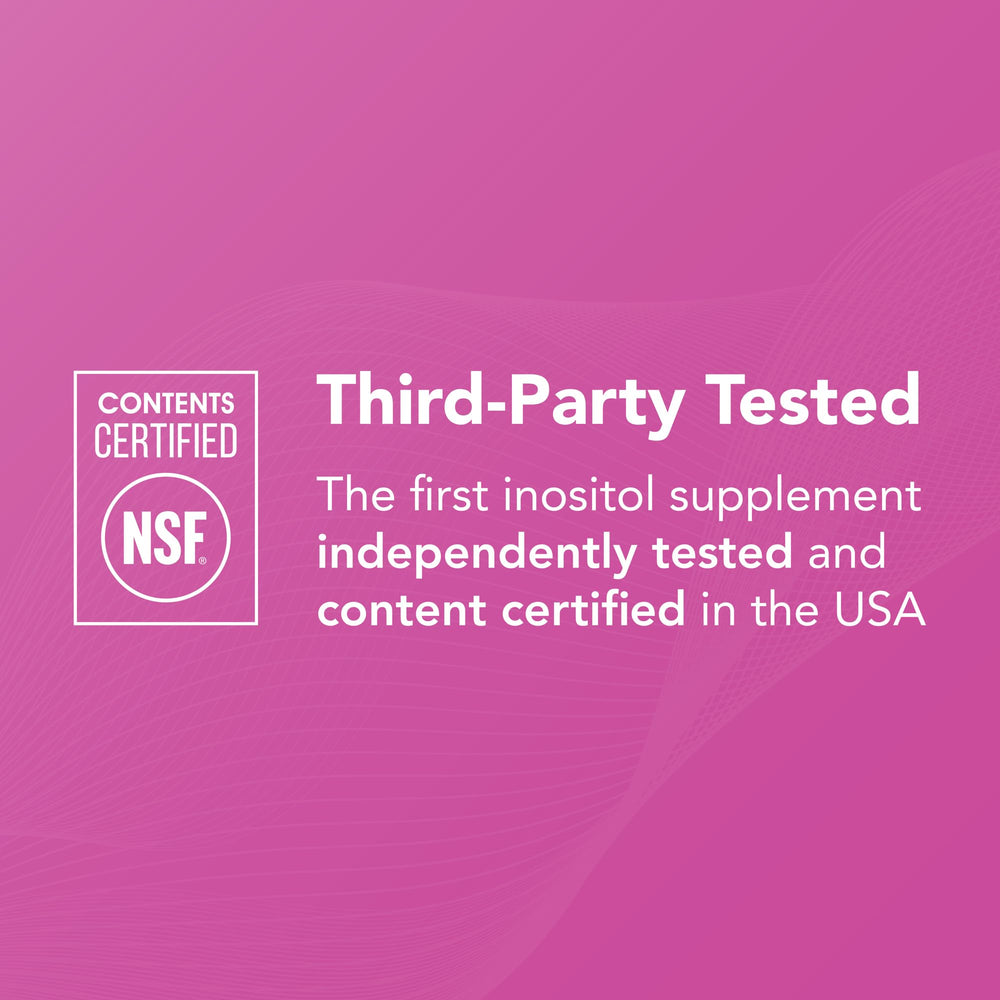 NSF-certified Theralogix Ovasitol seal indicating purity and potency.