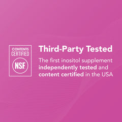 NSF-certified Theralogix Ovasitol seal indicating purity and potency.