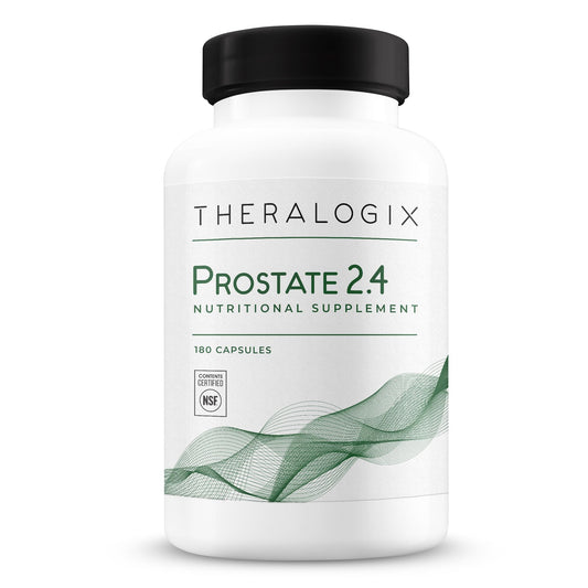 Theralogix Prostate 2.4, envase con cápsulas, apoya la salud prostática.