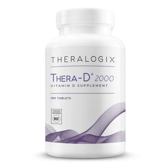 Theralogix Thera-D 2000: bote con tabletas, apoyo a huesos y sistema inmunológico.
