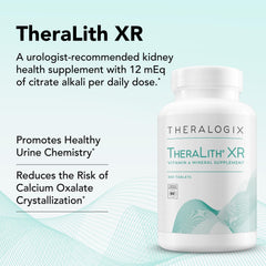 Theralogix TheraLith XR botella abierta con tabletas para visualización del contenido