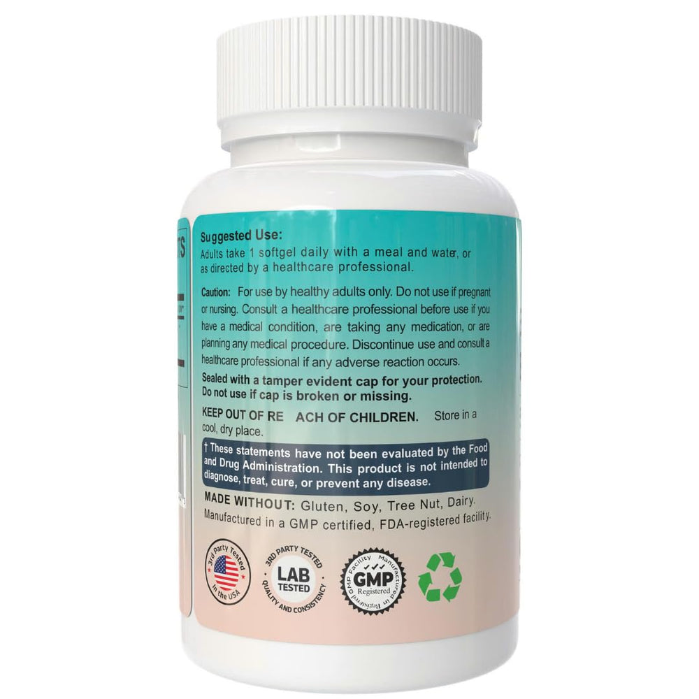 THEREXA frasco abierto con softgels visibles y conservación segura