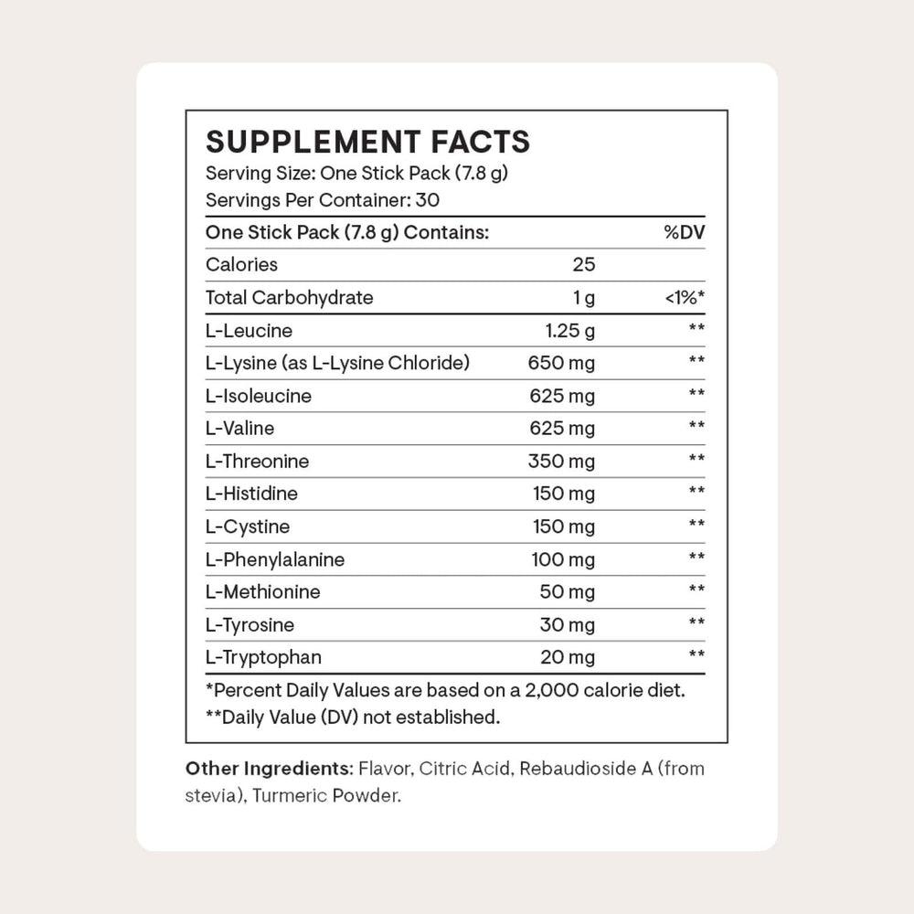 THORNE Amino Complex label closeup shows the amino blend and natural flavoring