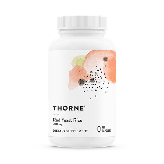 THORNE arroz de levadura roja 900mg en botella, apoyo al colesterol en rango normal.