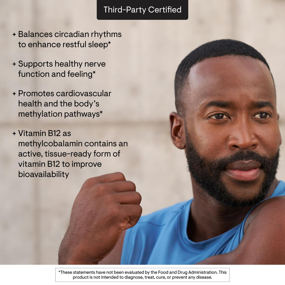 Presentación para uso diario de THORNE B12 methylcobalamin que apoya el metabolismo.