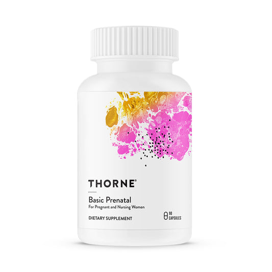 THORNE Basic Prenatal, botella de 90 cápsulas para uso diario de la nutrición materna