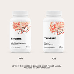 THORNE envase abierto con cápsulas visibles para ver cantidad por frasco