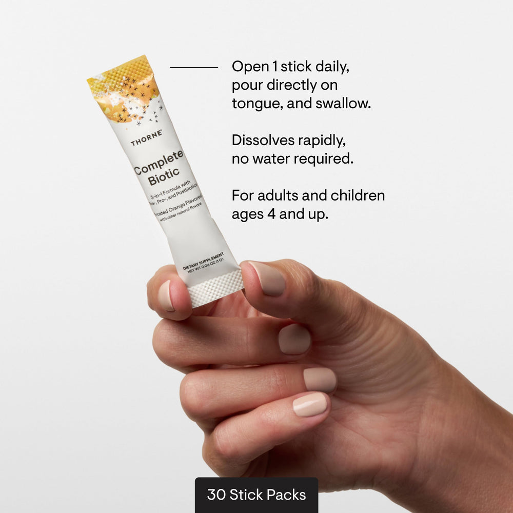 THORNE Complete Biotic family pack simplifies daily gut support.