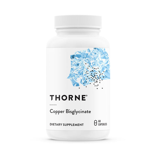 THORNE envase frontal que muestra 60 cápsulas y dosificación clara