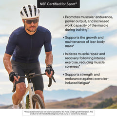 THORNE Creatine + BCAAs label closeup with NSF badge confirms sport-tested quality
