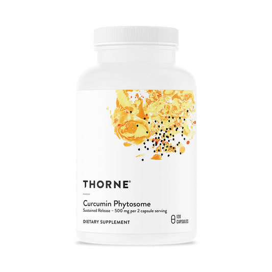 Thorne Curcumin Meriva bottle showcases sustained-release capsules for daily joint comfort.