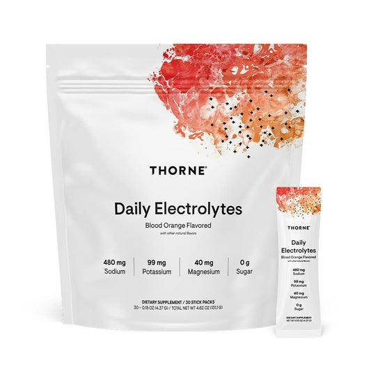 THORNE Daily Electrolytes botella para hidratación rápida durante entrenamientos.