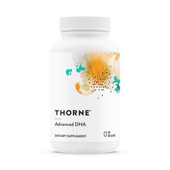 Botella THORNE Advanced DHA para uso diario.
