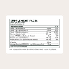 THORNE etiqueta nutricional con ingredientes clave para transparencia