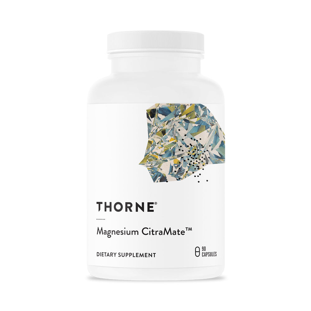 THORNE frasco delante mostrando envase y beneficio de calidad verificada