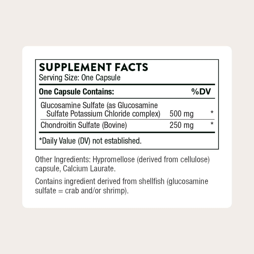 THORNE Glucosamina y Condroitina, envase: fácil acceso para la rutina diaria.