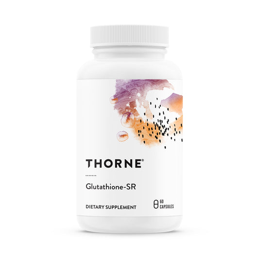THORNE Glutathione-SR, botella con cápsulas para apoyo antioxidante diario