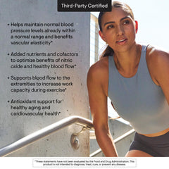 THORNE L-arginina avanzada, sobre el empaque, transparencia y calidad certificada.