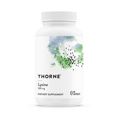 THORNE Lysine bottle front view for skin health support.
