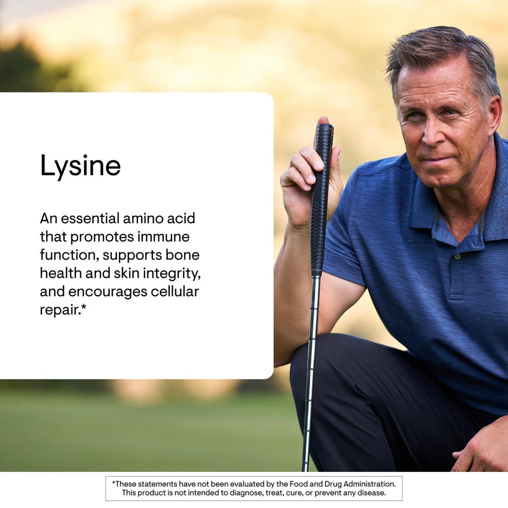 THORNE Lysine capsules close-up highlighting daily wellness use.