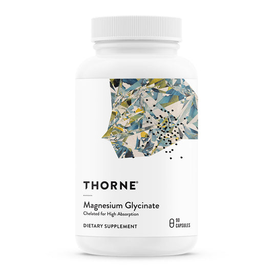 THORNE Magnesium Glycinate en botella, apoyo para descanso nocturno.