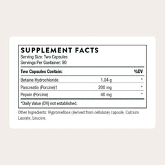 THORNE Multi Enzyme: cápsulas en primer plano para apoyar la digestión de proteínas y carbohidratos.
