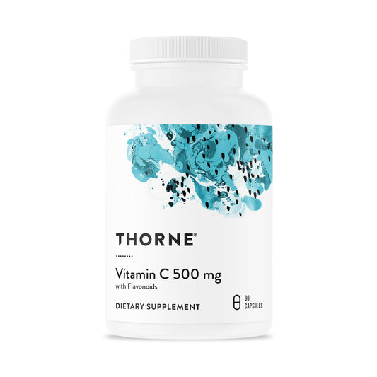 THORNE Vitamina C 500 mg con bioflavonoides cítricos para apoyo inmunitario diario.