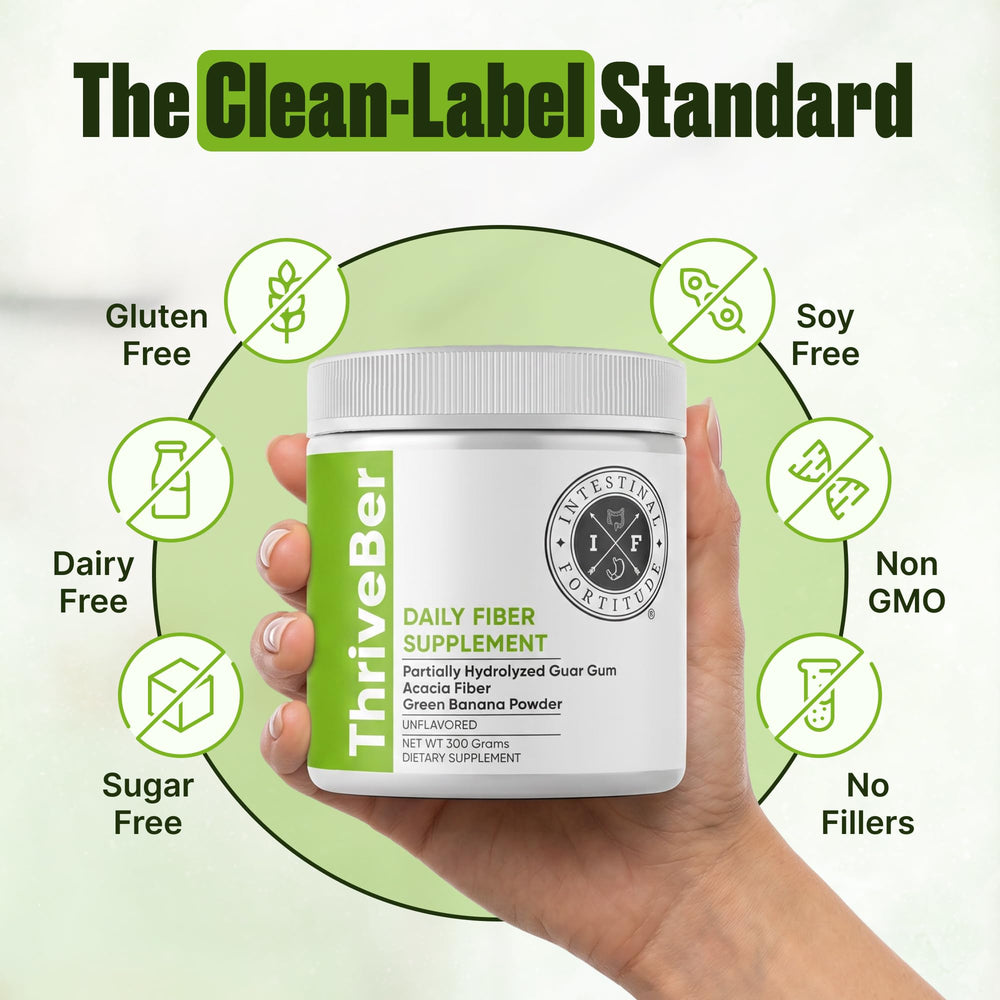 Intestinal Fortitude ThriveBer polvo en cuchara medidora, beneficio dosificación precisa