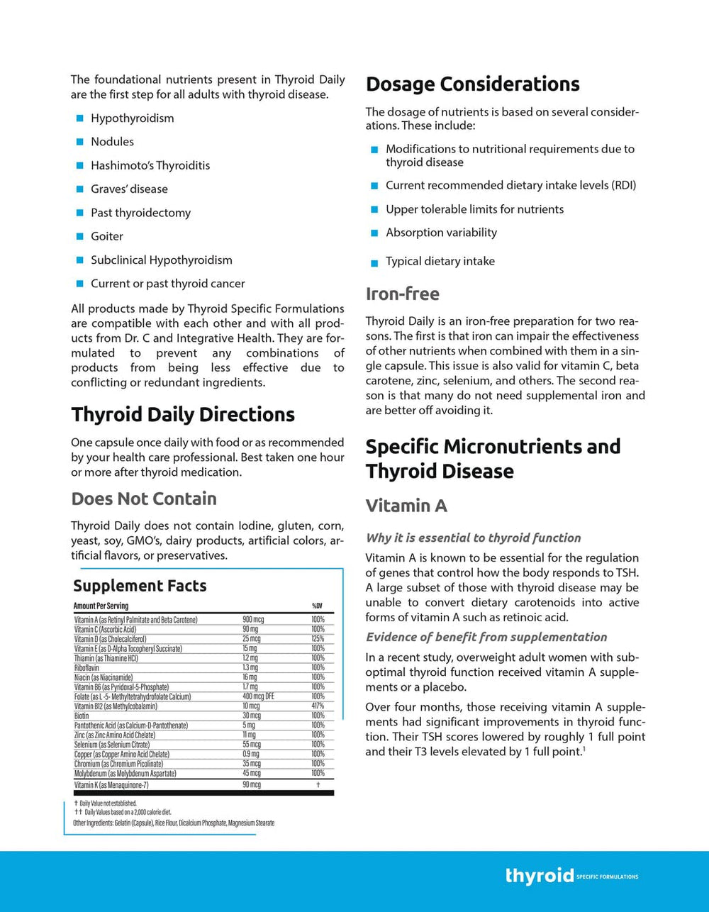Thyroid Specific Formulations primer plano de cápsula destacando calidad