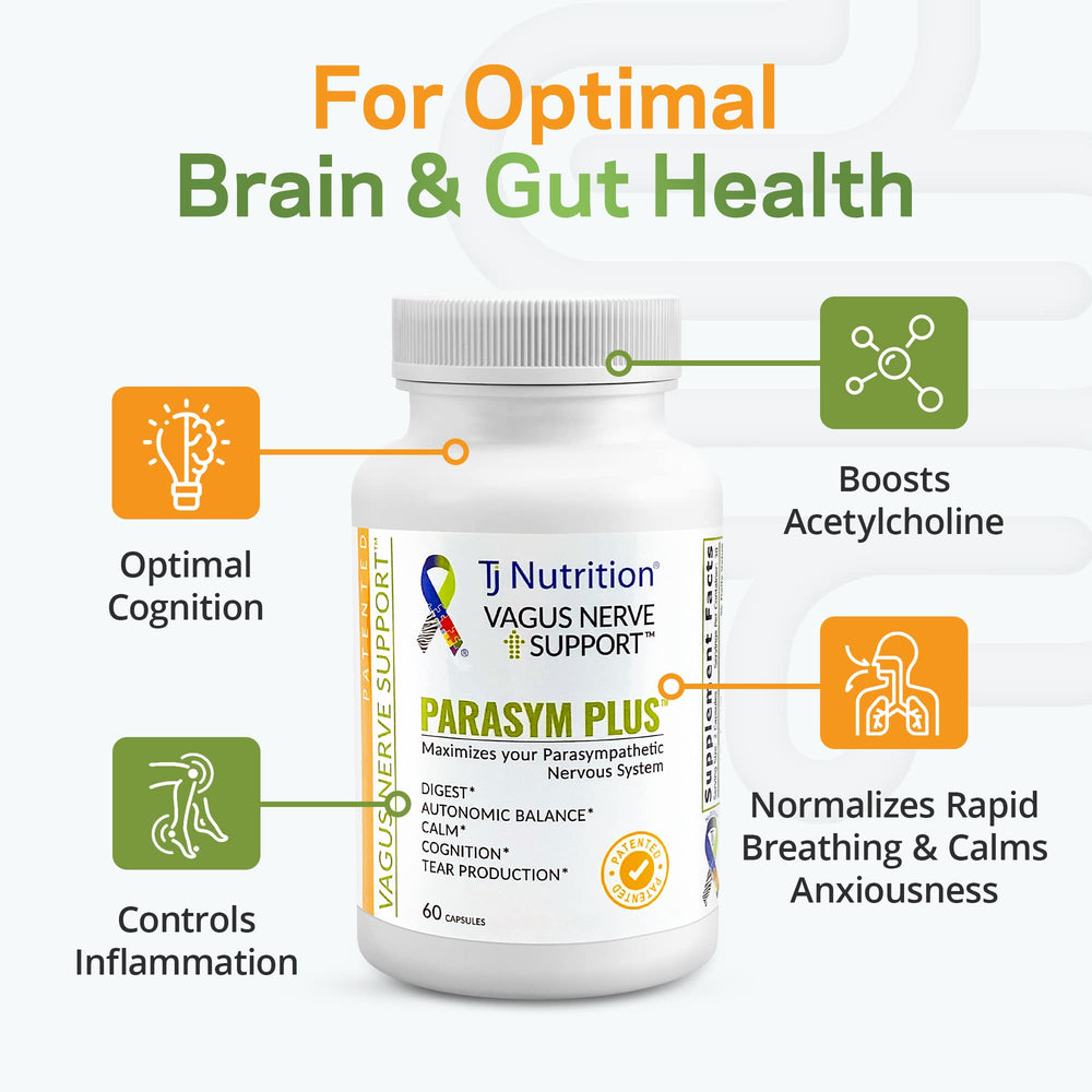 Etiqueta de TJ Nutrition Parasym Plus detallando ingredientes y beneficios clave