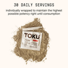 Toku Flow envase y texto sobre nattokinase 10.800 FU visible