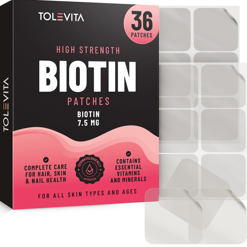 TOLEVITA Parches de Biotina caja 36 para cabello saludable y piel radiante.