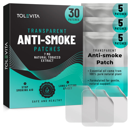 TOLEVITA parches anti-tabaco de 7 mg se aplica en la piel para reducir antojos de forma natural.