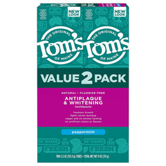 Tom's of Maine vista frontal del envase mostrando el pack doble y beneficio natural