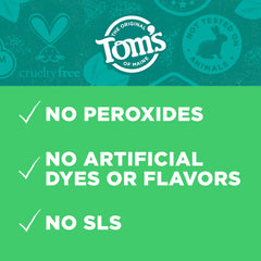 Tom's of Maine etiqueta donde se lee sin peróxido para mayor seguridad